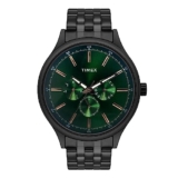 TIMEX Analog Watch for Man with Green Round Dial & Black Stainless Steel Bracelet Band Water Resistant Men’s Wrist Watches – TWEG184SMU12
