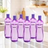 Nayasa Loopy 1000 ML Pet Plastic Fridge Water Bottles Set of 6 | BPA Free | Leak Proof | Airtight Lid | Purple