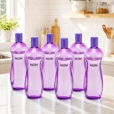 Nayasa Loopy 1000 ML Pet Plastic Fridge Water Bottles Set of 6 | BPA Free | Leak Proof | Airtight Lid | Purple