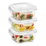 Borosil Klip n Store (520ml x 3) Square Glass Food Storage Container Set with Air Tight Lid | Borosilicate Glass Container for Lunchbox | Microwave & Dishwasher Safe | Transparent
