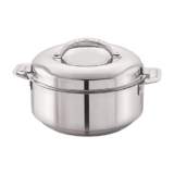 CELLO Stainless Steel Casserole – 2000ml, Silver | Silver Serveware for Kitchen | Casserole with Lid 2L