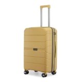 Provogue Cascade Hard-Sided PP 65 Cm Trolley Bags for Travel Medium Size | Expandable Luggage Suitcase with 8 Wheels | Combination Lock | 5 Year Warranty (Golden Yellow)