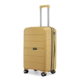 Provogue Cascade Hard-Sided PP 65 Cm Trolley Bags for Travel Medium Size | Expandable Luggage Suitcase with 8 Wheels | Combination Lock | 5 Year Warranty (Golden Yellow)