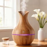 Aroma Diffuser with Wooden Finish, Ultrasonic Essential Oil Diffuser & Humidifier, LED Night Light, Quiet Air Freshener for Home Bedroom Office Spa