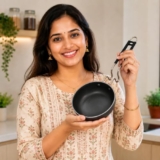 LAZYwindow® Iron Induction Tadka Pan with Insulated Steel Handle, 12cm Diameter, Pack of 1