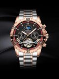 OVERFLY POEDAGAR Mens Watch Automatic Mechanical Skeleton Dial Luxury Golden Wrist Watch Analog Watch  – For Men