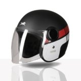 TVS Silk Route Helmet for Men & Women | Vintage Open Face Helmet with Clear Visor | ISI & DOT Certified | ABS Shell | EPS Liner | Retro Stylish for City & Highway Riding (Black Red/L)