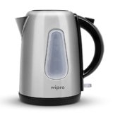 Wipro Vesta Electric Kettle Stainless Steel 1.7 liter|2000 Watt|Auto Shut-Off|Boil Dry Protection|360 Rotating Base|Single Touch lid locking |Water Level Indicator, Black, Standard | Power Plug