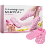 besquestix Moisturizing Gel Heel Socks for Cracked Heels, Silicone Spa Socks for Dry Feet Repair, Heel Pain Relief & Foot Care, Reusable Hydrating Socks for Women , Overnight Heel Softening & Repair Treatment Vitamin E (1 PAIR)(baby pink)
