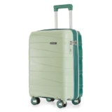 Provogue Azure Hard-Sided PP 55 Cm Cabin Luggage Suitcase | Expandable Space with 8 Wheels Trolley Bags for Travel | Lightweight with Combination Lock | 5 Year Warranty (Laurel Green/Hunter Green)