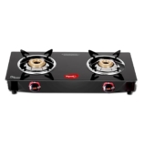 Pigeon Ignia 2 Burner Gas Stove | Brass Burner | Easy Cleaning | Toughened Glass | 2 year Warranty