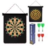 Vibgyor Vibes Double-Sided Portable, Foldable Magnetic Dart Board with Non-Pointed Darts – Multicolor Dart Board with 4 Darts (14 Inches)