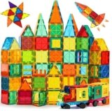 DIMAZO 100 Pieces Magnetic Tiles Magnet for Girls Boys Sensory Magnetic Blocks Building Toys for Kids Preschool Learning Montessori Toy for 3 Year Old Toddler Age 3 to 8 (Multi 100 Magnetic Tiles)