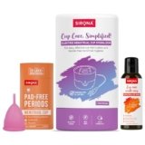 Sirona Reusable Menstrual Cup for Women (Medium) + Electric Steam Sterilizer + pH Balanced Menstrual Cup Wash (100 ml) – Pack of 3 | Rash, Odour & Itch-Free Period Care with Quick Cleaning