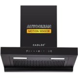 Cadlec PeakFlow 60cm Filterless T-Shape Kitchen Chimney | 1400 m³/hr Powerful Suction | Auto Clean with Oil Collector | Feather Touch + Gesture Control Technology | 20-Year Warranty | Black
