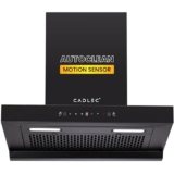 Cadlec PeakFlow 60cm Filterless T-Shape Kitchen Chimney | 1400 m³/hr Powerful Suction | Auto Clean with Oil Collector | Feather Touch + Gesture Control Technology | 20-Year Warranty | Black