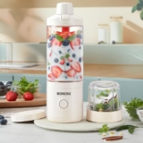 Borosil 75W NutriMate Portable Blender with Grinder | 550ml Tritan Jar with Glass Grinding Jar | DC Motor | Smoothie Maker, Protein Shakes, Juices | Compact & Travel Friendly | 1 Year Warranty