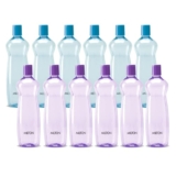 MILTON Pacific 1000 Water Bottle 1 Litre each, set of 12, Purple and Sky Blue I PET Food Grade I BPA Free, Leak Proof I Wide Mouth, Easy To Clean I Fridge Bottles for Home, Office, Gym