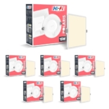 elleys’ Polaris +_ Square LED Panel Light – 15W (Warm White) | Tested Upto 4kV Surge Protection | Recessed Ceiling led Light Downlight for Home & Commercial (6 Pcs)