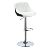 Oakcraft Louver Bar Chair for Breakfast Dining Stool Kitchen Island Counter Bar Stools Leatherette Exterior, Adjustable Swivel Chrome Gas Lift, Steel Footrest & Base (Pack of 1) (White Black)