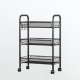 Sulfar 3 Layer Multi Purpose Stainless Steel Rotating Kitchen Trolley Space-Saving Fruits Vegetables Storage Rack Organizer (Black)