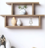 Furniture Café Modern Wooden Wall Mounted Shelf – Multi-Tier Display Rack for Living Room, Bedroom, and Office Décor (Brown)