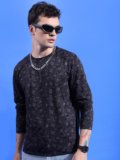 KETCH Printed Men Round Neck Black T-Shirt