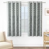 MollisHomes Window Curtains 5 Feet Pack of 1, Damask, Grey & White