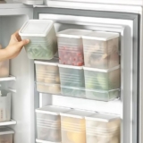 SANGOZ TruFresh Refrigerator Storage Boxes Set of 6 – Transparent BPA Free Fridge Organizer with White Lid, Stackable Containers for Side Door, Pantry & Kitchen Use