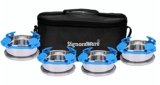Signora Ware 350Ml+350Ml+350Ml+350Ml All Steel Double Decker Bright Lunch Box with Bag, Food Grade BPA Free, Leak Proof Air Tight Stainless Steel Containers, Compact Sleek Tiffin Box (Set 4 Blue)