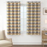 MollisHomes Window Curtains 5 Feet Pack of 1, Chevron, Yellow & Grey