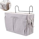 OTIPORTER Bedside Caddy Hanging Storage Basket Multi-Function Organizer For Bunk And Hospital Beds Dorm Rooms Bed Rails, Can Be Placed Glasses, Books, Mobile Phones, Keys., Stationary, Grey