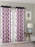 Cortina Durable & Stylish Premium Leaf Design 100% Polyester Curtains – Metal Grommets – Easy Fitting Over Window – Bedroom Living Room Kids Room Hall Kitchen – 7 Feet Set of 2 – Purple