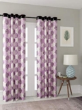 Cortina Durable & Stylish Premium Leaf Design 100% Polyester Curtains – Metal Grommets – Easy Fitting Over Window – Bedroom Living Room Kids Room Hall Kitchen – 7 Feet Set of 2 – Purple