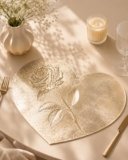 MVNK Group Heart Shape PVC Placemat for Center Table, Beige Champagne Gold