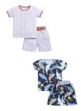 Baby Boys 100% Cotton Printed Half Sleeve T-shirt & Short Latest Summer Clothing Sets (Pack Of 2)