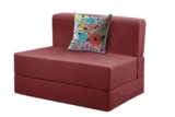 Rosebell Foldable One Seater Sofa Cum Bed, Sofa Bed 3 X 6 Feet, Jute Fabric- Washable Cover- Including One Cushion Perfect for Home & Office for Guests(Red Color)