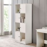 Home Centre | Helios Madison 4-Door Book Cabinet | Engineered Wood | White | 1 Year Warranty