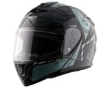 Vega VF 10 Turbo Squad Full Face Riding Helmet with Dual-Tone Design, Shock Absorbing Liner, Lightweight Build, Ventilated Fit, Aerodynamic Design, and Modern Black Grey Styling Black Grey -M