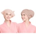 Cortina Microfiber Hair Towel Cap, Soft Absorbent Quick Drying Cap for Curly Thick Hair, Wrap Cap for Women Girls-Pack of 2, Lt. Pink-Lt. Brown