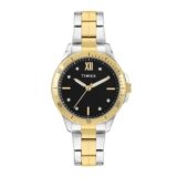 TIMEX Analog Watch for Women with Black Dial & Multicolor Stainless Steel Bracelet Band – Water Resistant Women’s Wrist Watches -TWEL232SMU04
