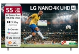 LG 139 cms (55 inches) NU87 AI Series Nano 4K Ultra HD Smart webOS VA LED TV 55NU870BPLA