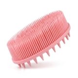 Silicone Bath Body Scrubber Brush for Men & Women – Soft Silicone Shower Scrubber for Body & Face, Gentle Exfoliating Body Brush with Rich Lather, Deep Cleansing, Massage Nodes & Non-Slip Grip Handle, Pink (1 Pack)