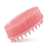 Silicone Bath Body Scrubber Brush for Men & Women – Soft Silicone Shower Scrubber for Body & Face, Gentle Exfoliating Body Brush with Rich Lather, Deep Cleansing, Massage Nodes & Non-Slip Grip Handle, Pink (1 Pack)