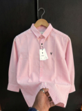 VD Looks Men Striped Casual Pink Shirt