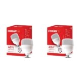 Eveready 40W LED Hammer Bulb | High CRI & High Efficiency | Energy Efficient | Mercury-Free | 4KV Surge Protection | 100 Lumens Per Watt | Cool Day Light (6500K) (Pack of 2)
