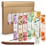 ABOUT SPACE Aessenc 8 Fragrance 200 Sticks (25 Sticks Each Fragrance) Incense Sticks/Agarbatti – Natural Aroma Handrolled Multi Fragrance Sticks with Wooden Holder for Pooja Meditation – 25x30x4 cm