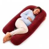 Amazon Basics Full Body Pregnancy Pillow for Maternity,Baby Nursing,Full Body Support-Abdomen,Hip,Spine,Neck&Leg Support Cushion| Perfect Baby Shower Gift | U-Shaped-Washable Cover with Zip – Maroon
