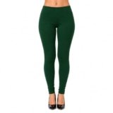 Women’s Cotton Full Length Leggings with Elastic Waistband Bottle Green