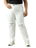 High Star Women Washed Cotton Straight Fit High- Rise Jeans 56